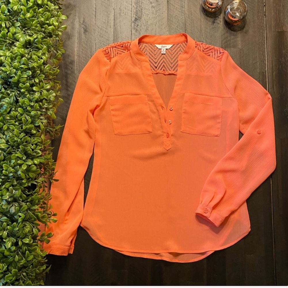 Long-Sleeve Lace-Back Top